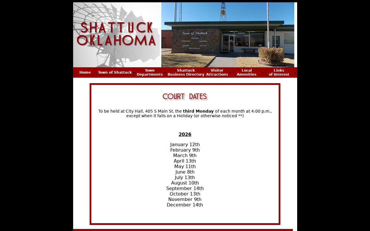 Shattuck warrant records in Ellis County court dates