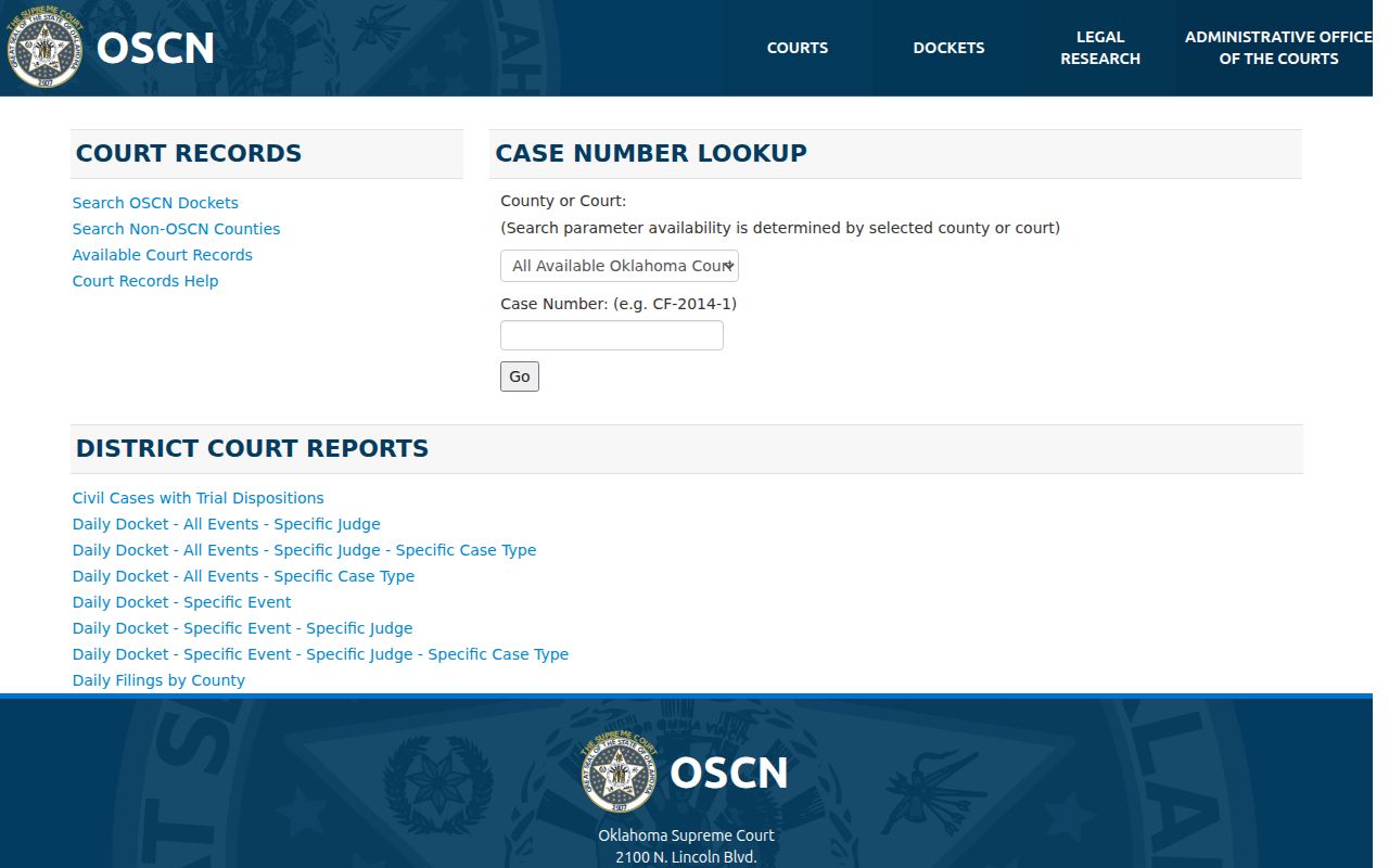 Ellis County active warrant search OSCN docket records